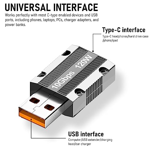 Verilux® USB C to A OTG Adapter Type 3.1 Support Data Transfer Max 120W Fast Charging Zinc Alloy for Laptop Pc Power Bank Silver 3PCS Verilux® USB C to A OTG Adapter Type 3.1 Support Data Transfer Max 120W Fast Charging Zinc Alloy for Laptop Pc Power Bank Silver 3PCS